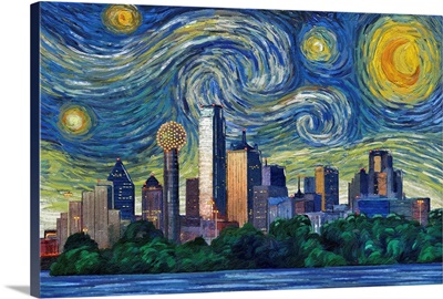 Dallas, Texas - Starry Night City Series