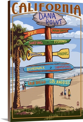Dana Point, California - Destination Sign: Retro Travel Poster