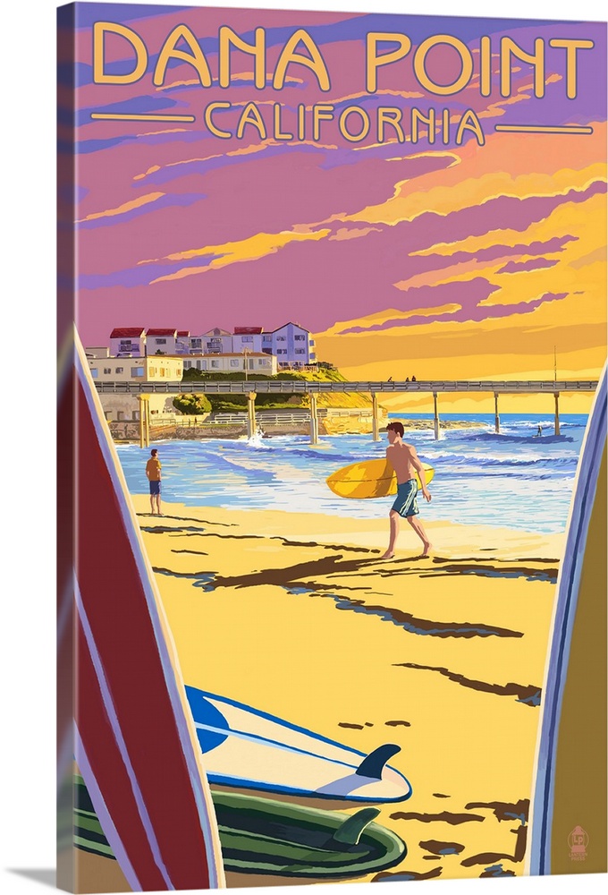 Dana Point, California - Ocean Beach Pier: Retro Travel Poster