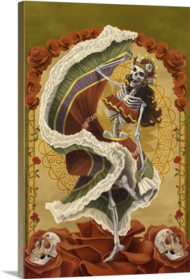 Day of the Dead - Skeleton Dancing: Retro Poster Art
