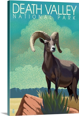 Death Valley National Park, Bighorn Sheep: Retro Travel Poster