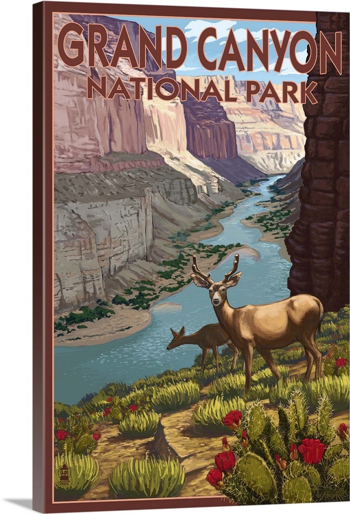 Deer Scene - Grand Canyon National Park: Retro Travel Poster Wall Art ...