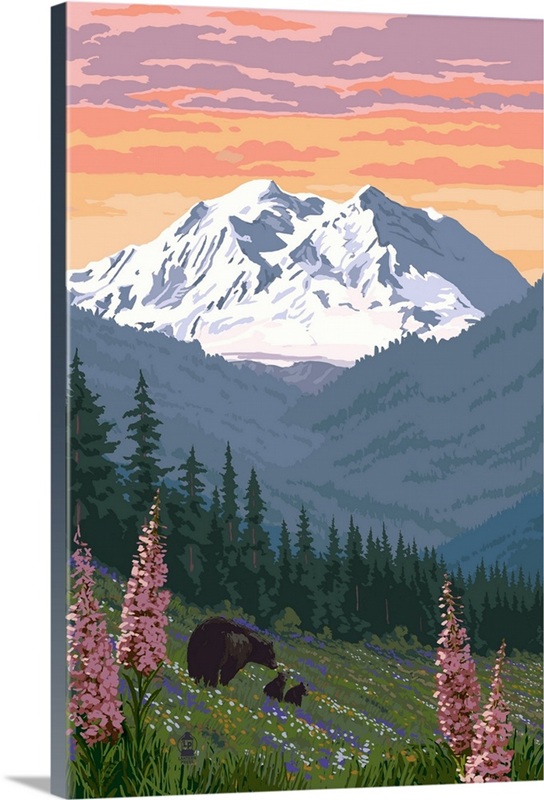 Denali National Park, Alaska, Bears and Spring Flowers | Great Big Canvas