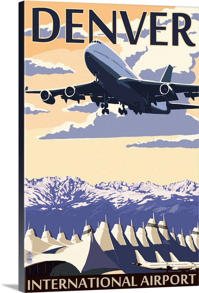 Denver, Colorado - Airport View: Retro Travel Poster