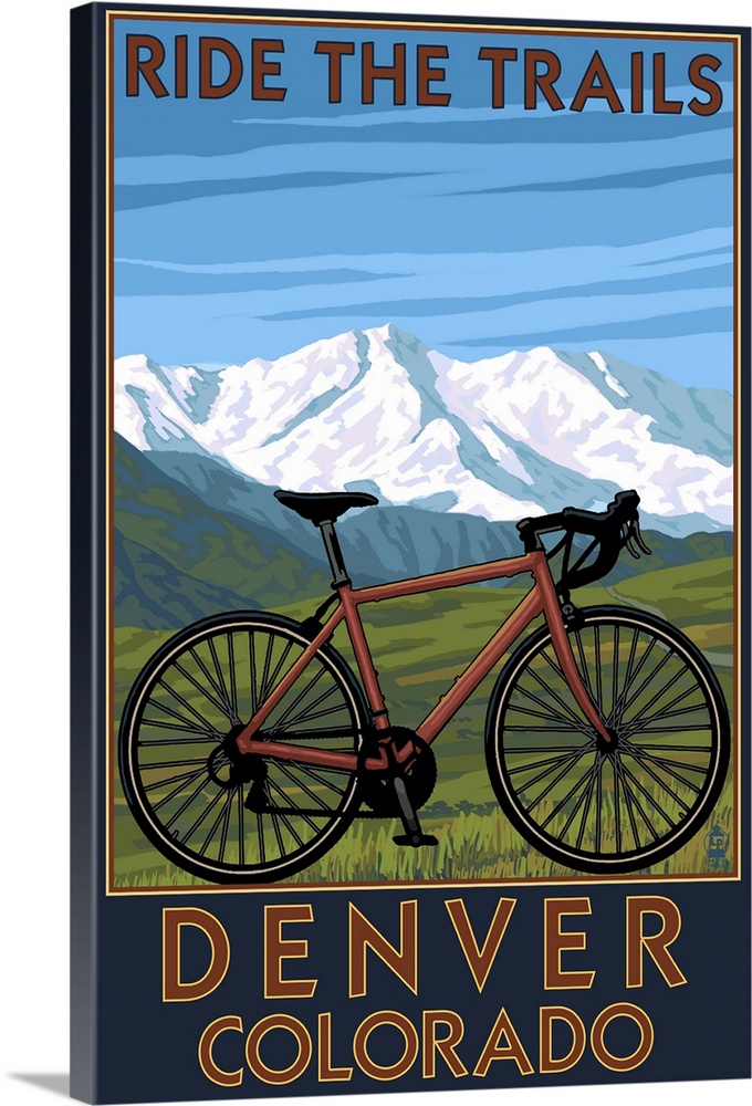 Ride the Trails 36x54 Giclee Gallery Print, Wall Decor Travel Poster California Idyllwild Mountain Bike Scene
