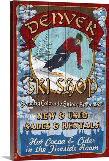 Denver Colorado Ski Shop Vintage Sign Retro Travel