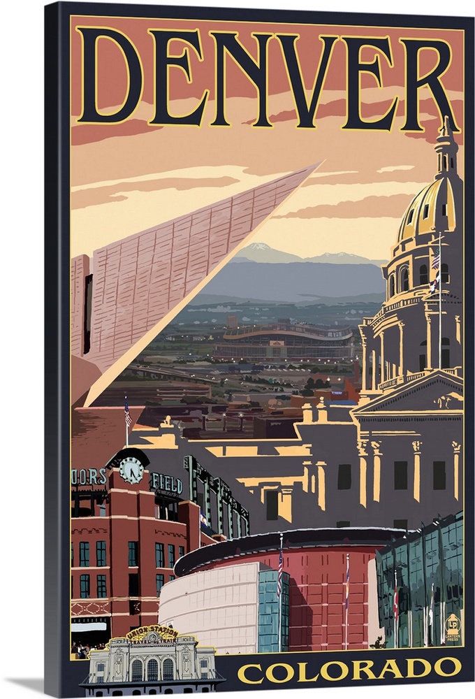Denver, Colorado - Skyline View: Retro Travel Poster