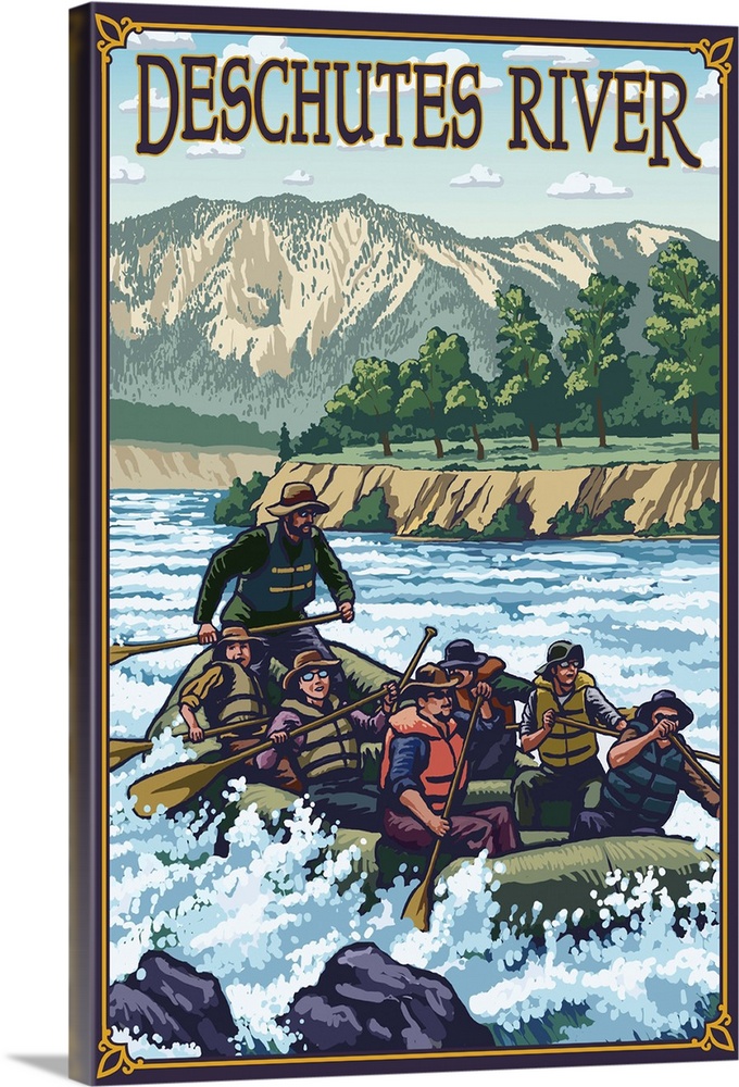 Deschutes River Rafting - Bend, OR: Retro Travel Poster