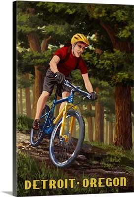 Detroit, Oregon, Mountain Biker in Trees
