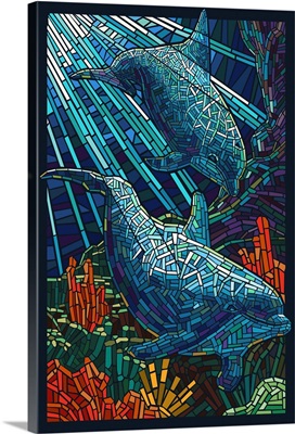 Dolphin - Paper Mosaic: Retro Travel Poster
