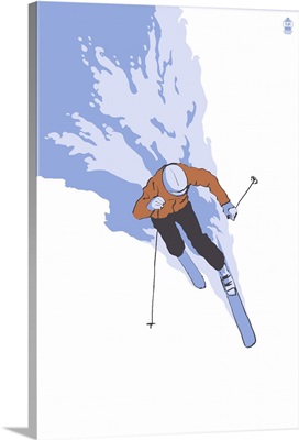 Downhill Skier Stylized (Male): Retro Poster Art