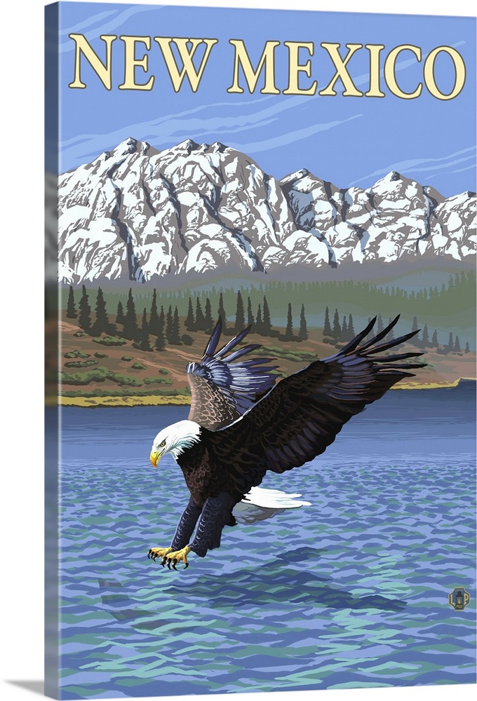 Eagle Diving - New Mexico: Retro Travel Poster