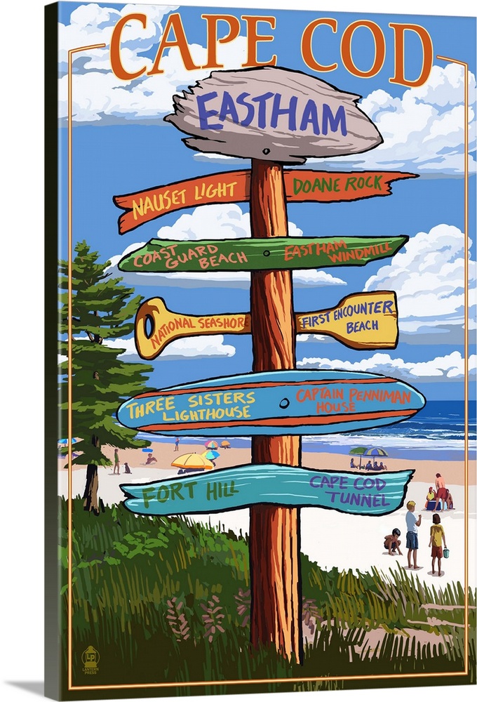 Eastham, Massachusetts Cape Cod - Sign Destinations Version 2 Retro Travel Poster
