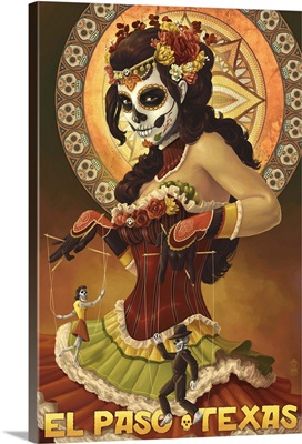 El Paso, Texas - Day of the Dead Marionettes: Retro Travel Poster