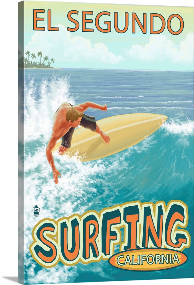 El Segundo, California - Surfer: Retro Travel Poster