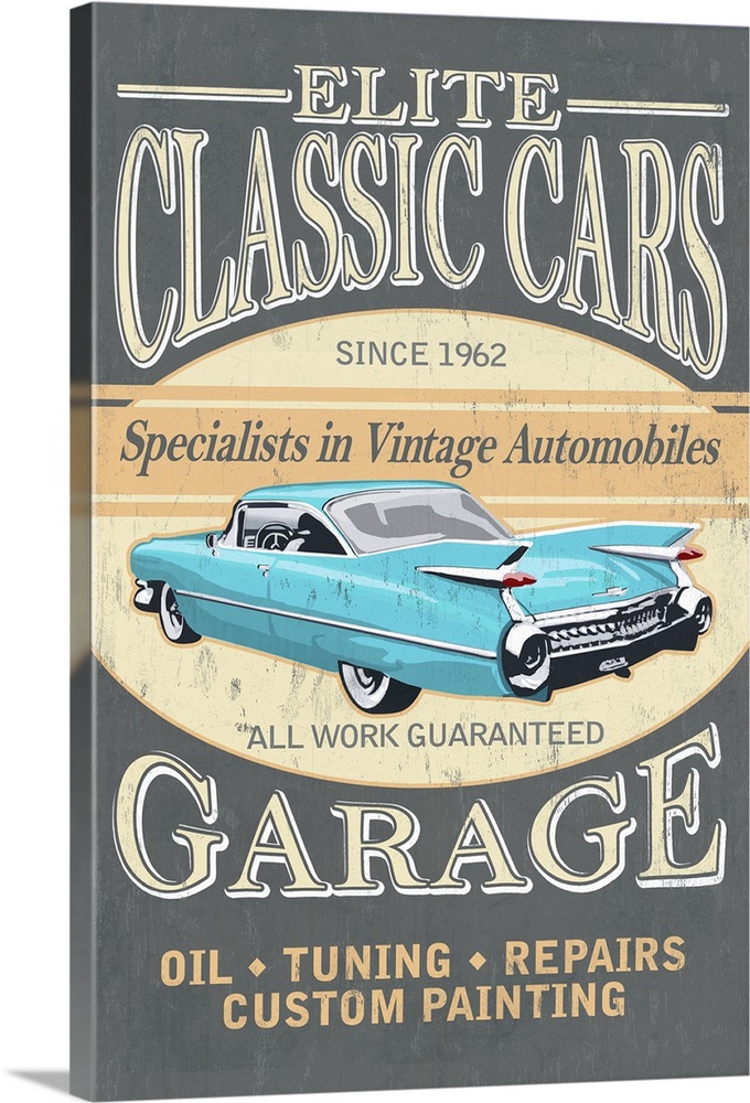 Elite Classic Cars Garage, Vintage Sign