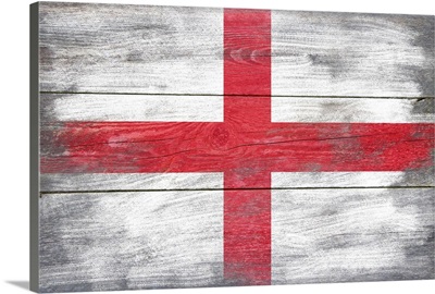 England Country Flag on Wood