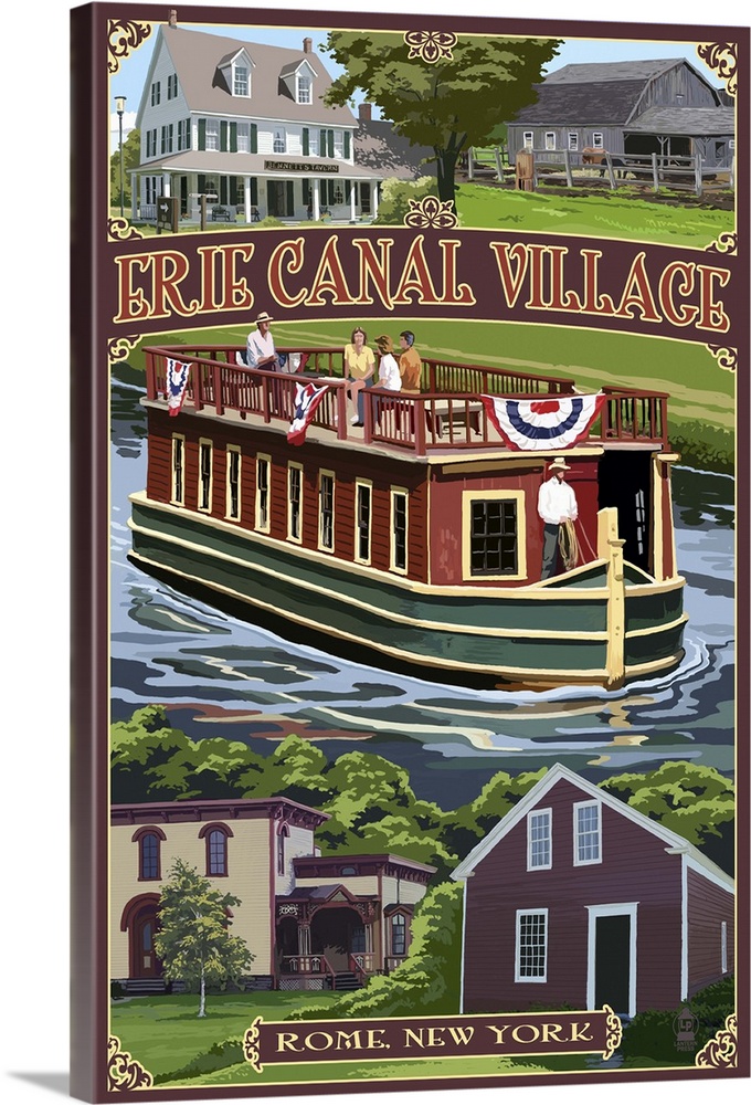 Erie Canal Village, New York Views: Retro Travel Poster