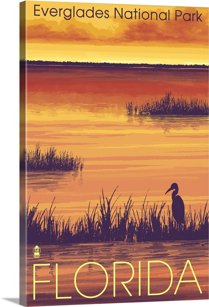 Everglades National Park - Sunset: Retro Travel Poster