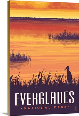 Everglades National Park, Wetlands Silhouette: Graphic Travel Poster