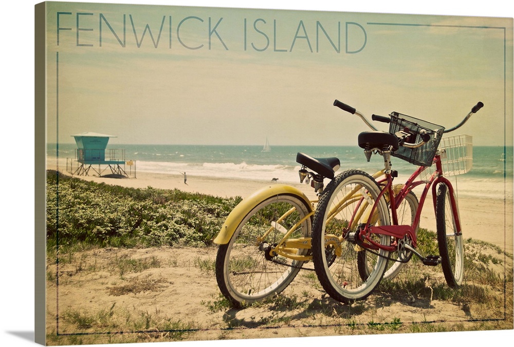 Fenwick Island, Delaware, Bicycles and Beach Scene