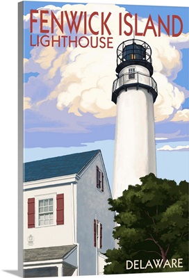 Fenwick Island, Delaware - Lighthouse: Retro Travel Poster