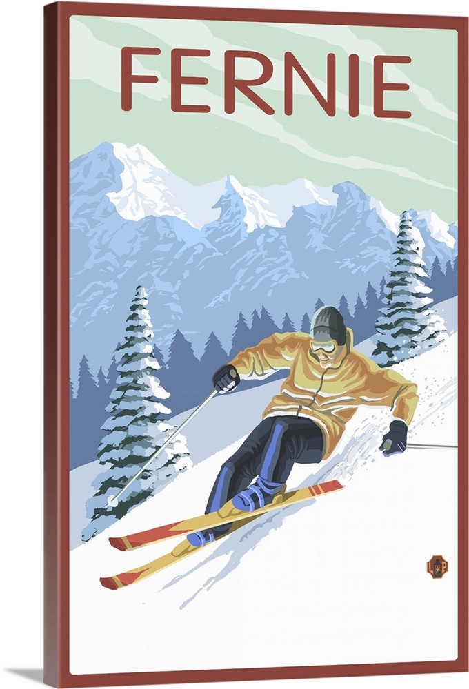 Fernie, Canada - Downhill Skier: Retro Travel Poster