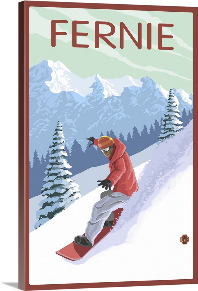 Fernie, Canada - Snowboarder: Retro Travel Poster