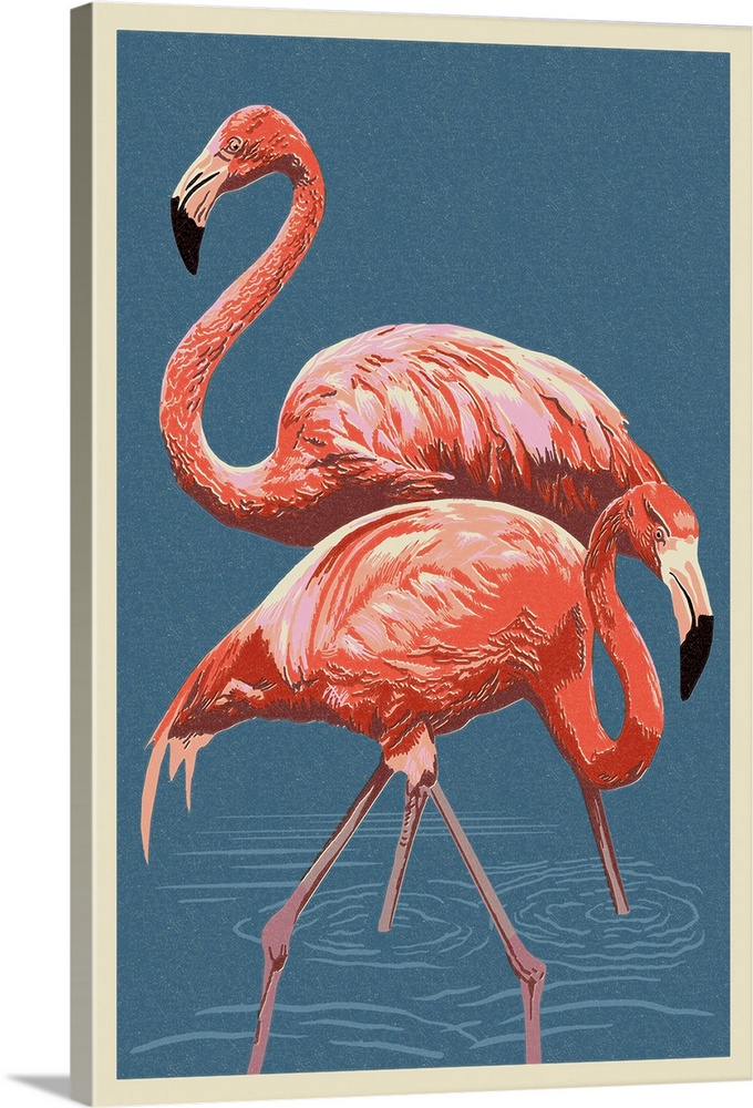 Flamingo - Letterpress: Retro Poster Art