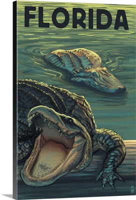 Florida - Alligators: Retro Travel Poster