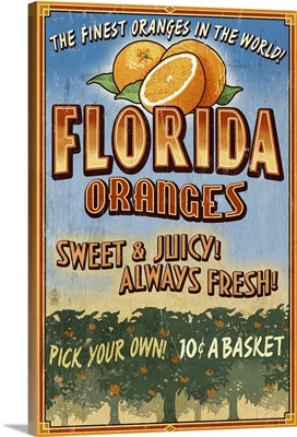Florida - Orange Orchard Sign: Retro Travel Poster