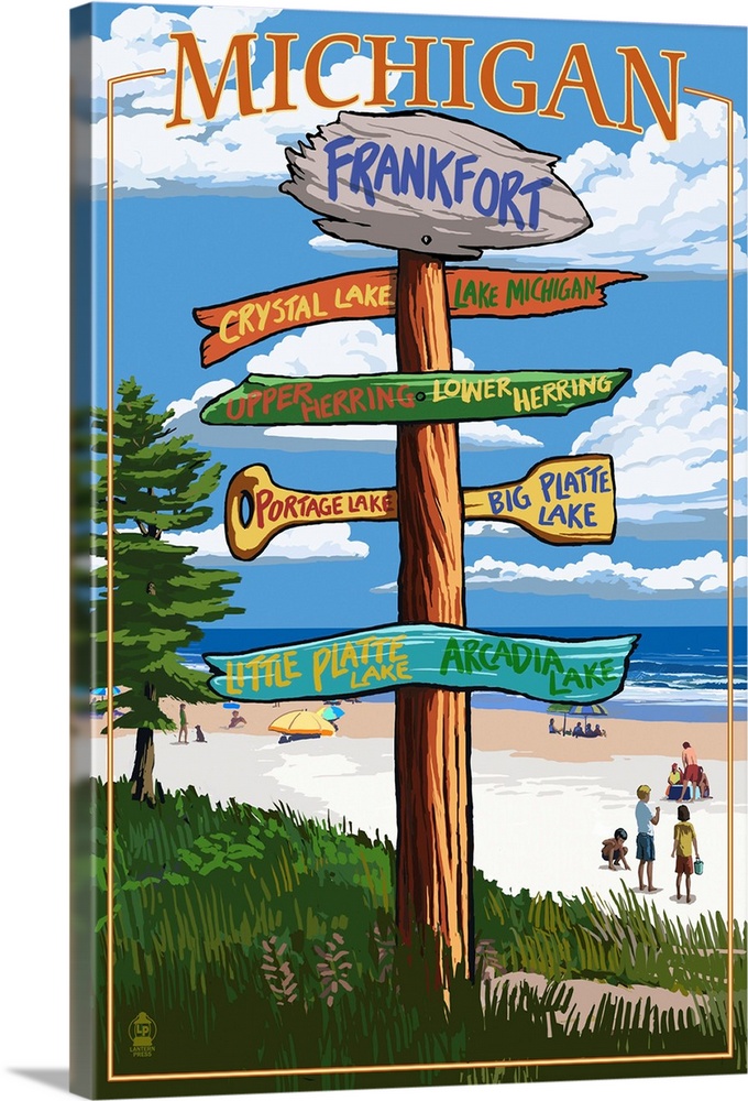 Frankfort, Michigan - Sign Destinations: Retro Travel Poster
