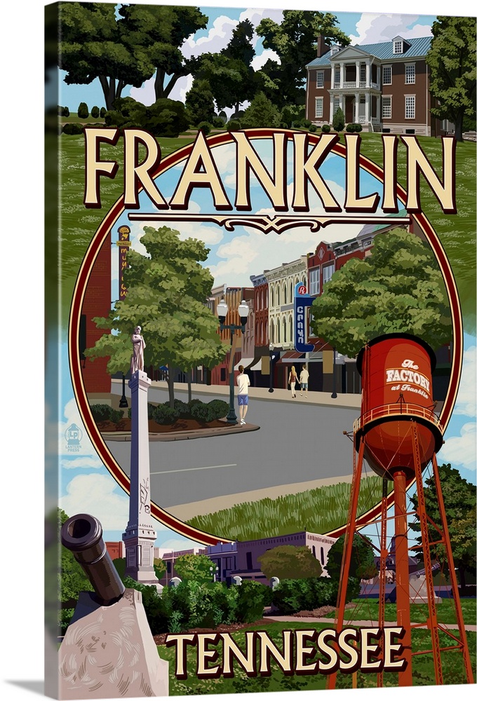 Franklin, Tennessee - Montage: Retro Travel Poster