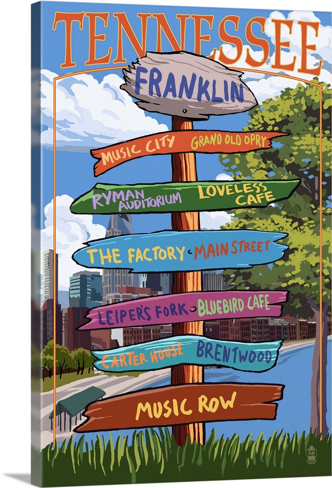Franklin, Tennessee - Sign Destinations: Retro Travel Poster