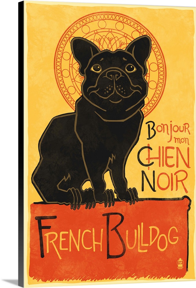 French Bulldog, Retro Chien Noir Ad