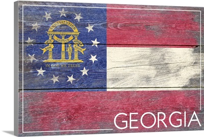 Georgia State Flag on Wood