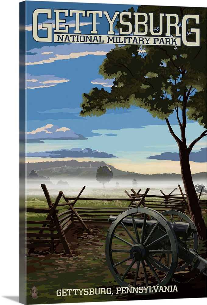Gettysburg, Pennsylvania - Military Park: Retro Travel Poster