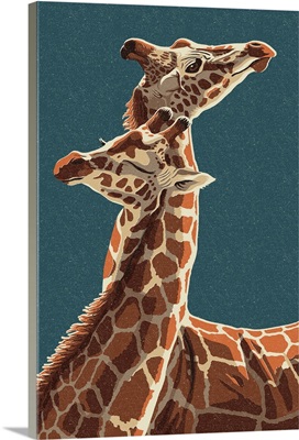 Giraffe - Letterpress: Retro Poster Art
