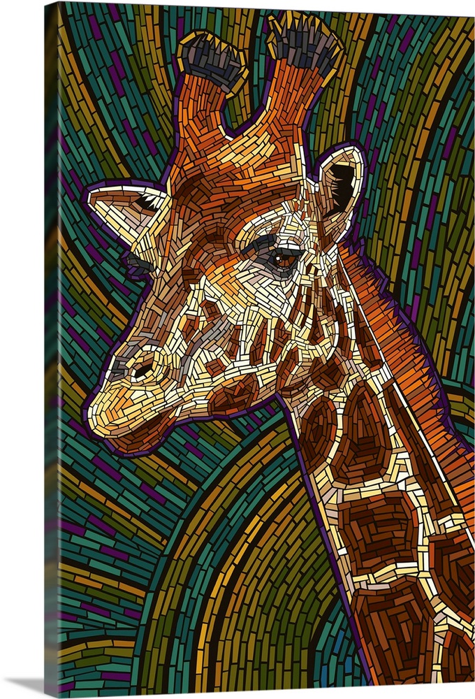Dempsey Literaire kunsten verrader Giraffe - Paper Mosaic: Retro Art Poster Wall Art, Canvas Prints, Framed  Prints, Wall Peels | Great Big Canvas