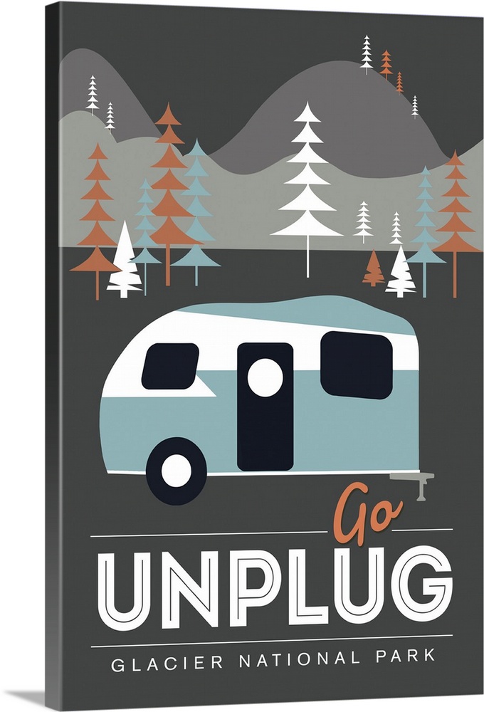 Glacier National Park, Go Unplug: Graphic Travel Poster