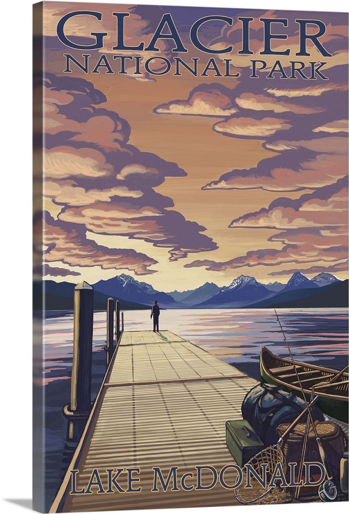 Glacier National Park - Lake McDonald: Retro Travel Poster