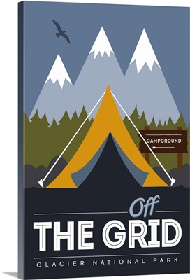 Glacier National Park, Off Grid Campground: Graphic Travel Poster