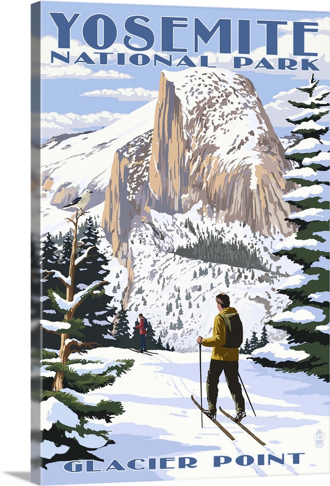 Glacier Point and Half Dome - Yosemite National Park, California: Retro Travel Poster