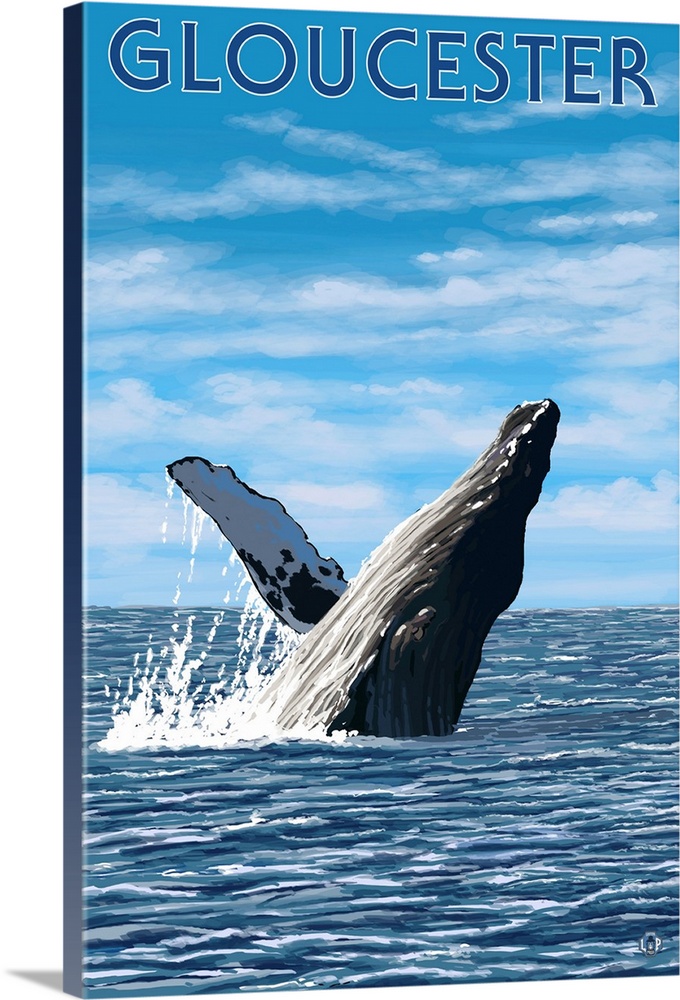 Gloucester, MA - Humpback Whale: Retro Travel Poster