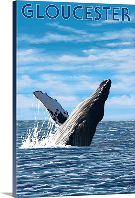 Gloucester, MA - Humpback Whale: Retro Travel Poster