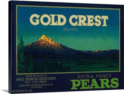 Gold Crest Pear Crate Label, Hood River, OR
