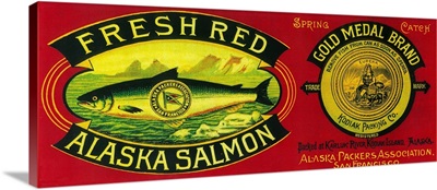 Gold Medal Salmon Can Label, Kodiak Island, AK