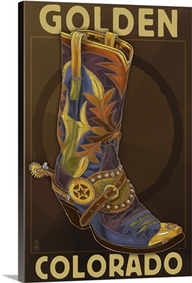 Golden, Colordao - Cowboy Boot: Retro Travel Poster