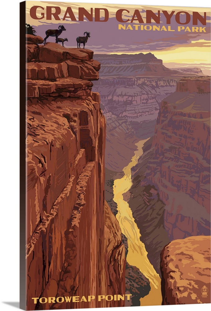 Grand Canyon National Park - Toroweap Point: Retro Travel Poster