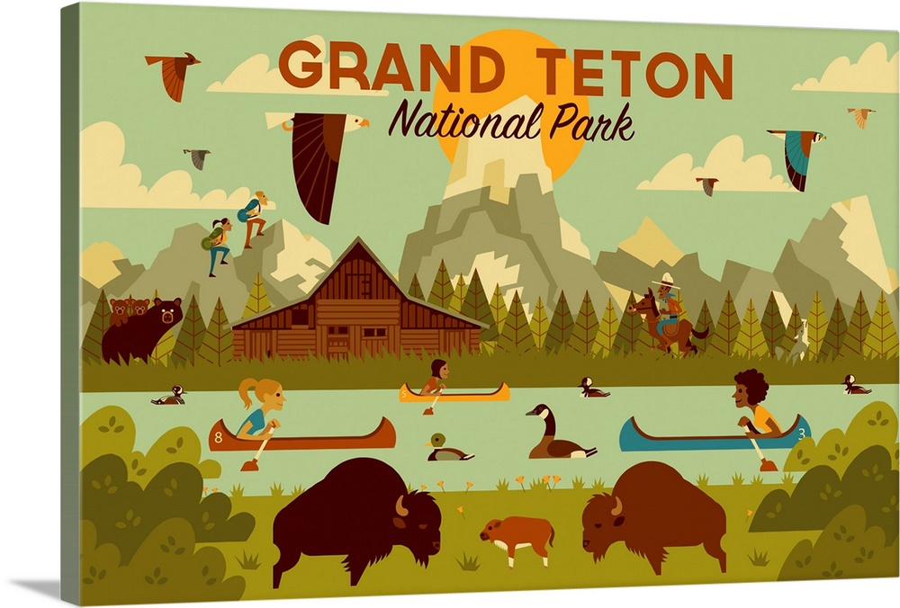 Grand Teton National Park, Adventure: Graphic Travel Poster